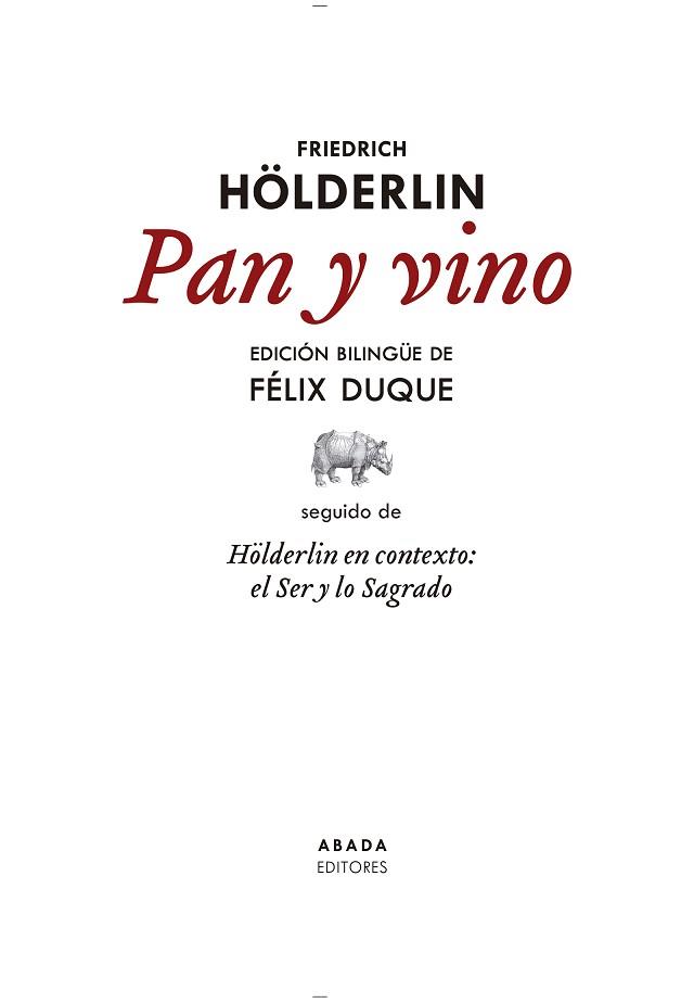 PAN Y VINO | 9788419008114 | HÖLDERLIN,FRIEDRICH | Llibreria Geli - Llibreria Online de Girona - Comprar llibres en català i castellà