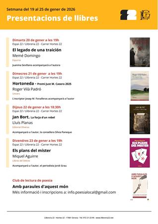 PRESENTACIONS SETMANA DEL 19 DE GENER AL 25 DE GENER 202 | Llibreria Geli - Llibreria Online de Girona - Comprar llibres en català i castellà