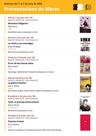 PRESENTACIONS DE L'1 AL 7 DE JUNY 2026 | Llibreria Geli - Llibreria Online de Girona - Comprar llibres en català i castellà