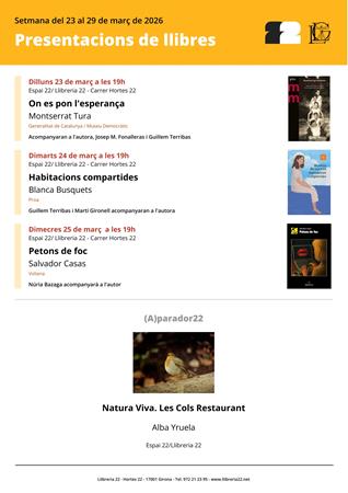 PRESENTACIONS SETMANA DEL 23 AL 29 DE MARÇ 2026 | Llibreria Geli - Llibreria Online de Girona - Comprar llibres en català i castellà