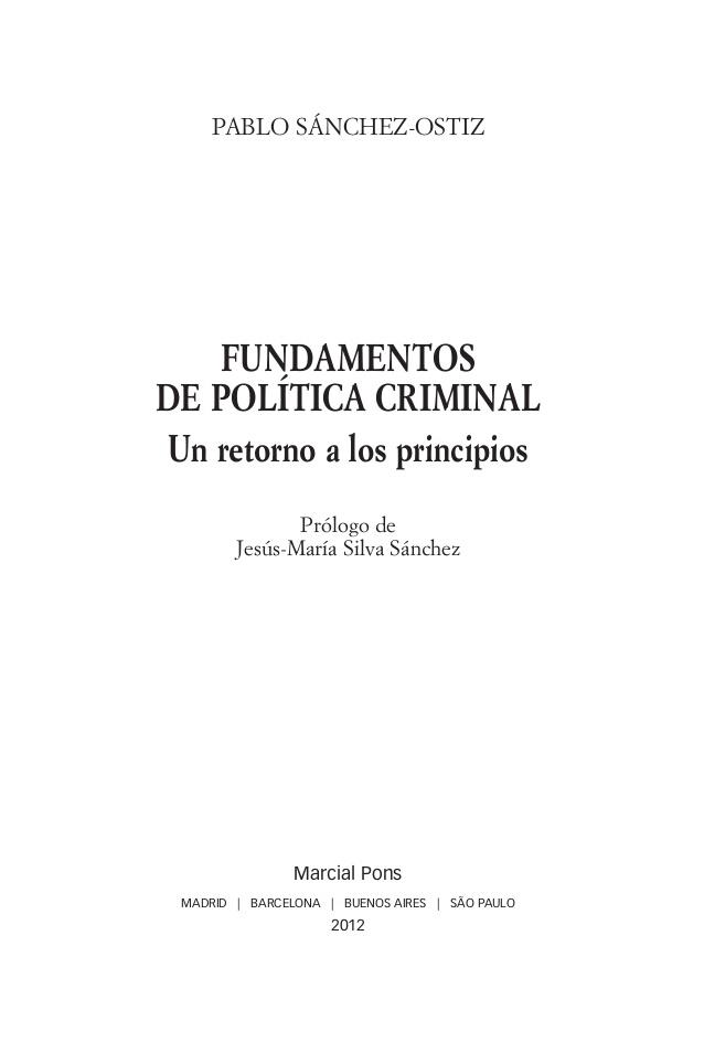 FUNDAMENTOS DE POLÍTICA CRIMINAL.UN RETORNO A LOS PRINCIPIOS | 9788415664086 | SÁNCHEZ-OSTIZ GUTIÉRREZ, PABLO | Llibreria Geli - Llibreria Online de Girona - Comprar llibres en català i castellà
