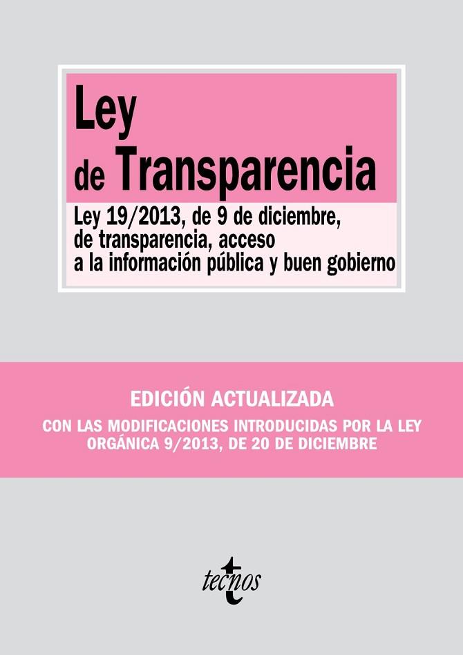 LEY DE TRANSPARENCIA | 9788430962334 | EDITORIAL TECNOS | Libreria Geli - Librería Online de Girona - Comprar libros en catalán y castellano