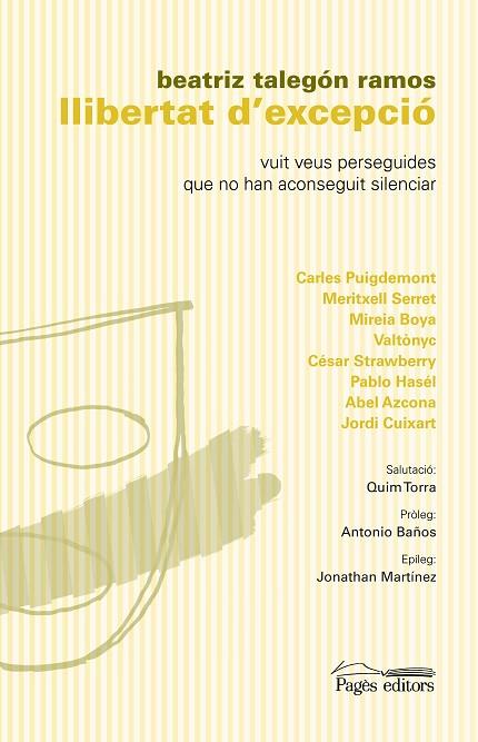 LLIBERTAT D'EXCEPCIÓ.VUIT VEUS PERSEGUIDES QUE NO HAN ACONSEGUIT SILENCIAR | 9788413030135 | TALEGÓN,BEATRIZ | Llibreria Geli - Llibreria Online de Girona - Comprar llibres en català i castellà