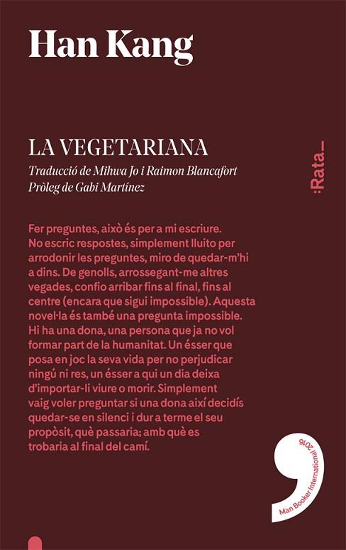 LA VEGETARIANA(CATALÀ) | 9788416738120 | HAN KANG | Libreria Geli - Librería Online de Girona - Comprar libros en catalán y castellano