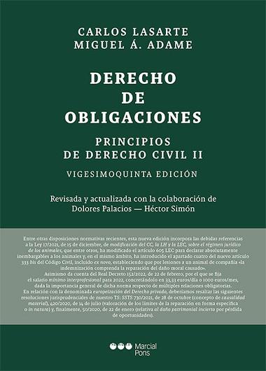 PRINCIPIOS DE DERECHO CIVIL-2.DERECHO DE OBLIGACIONES(25ª EDICIÓN 2022) | 9788413814155 | LASARTE ÁLVAREZ,CARLOS | Libreria Geli - Librería Online de Girona - Comprar libros en catalán y castellano