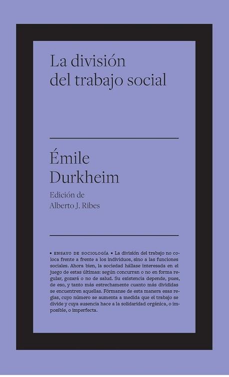 LA DIVISIÓN DEL TRABAJO SOCIAL | 9788417893699 | DURKHEIM,ÉMILE | Libreria Geli - Librería Online de Girona - Comprar libros en catalán y castellano