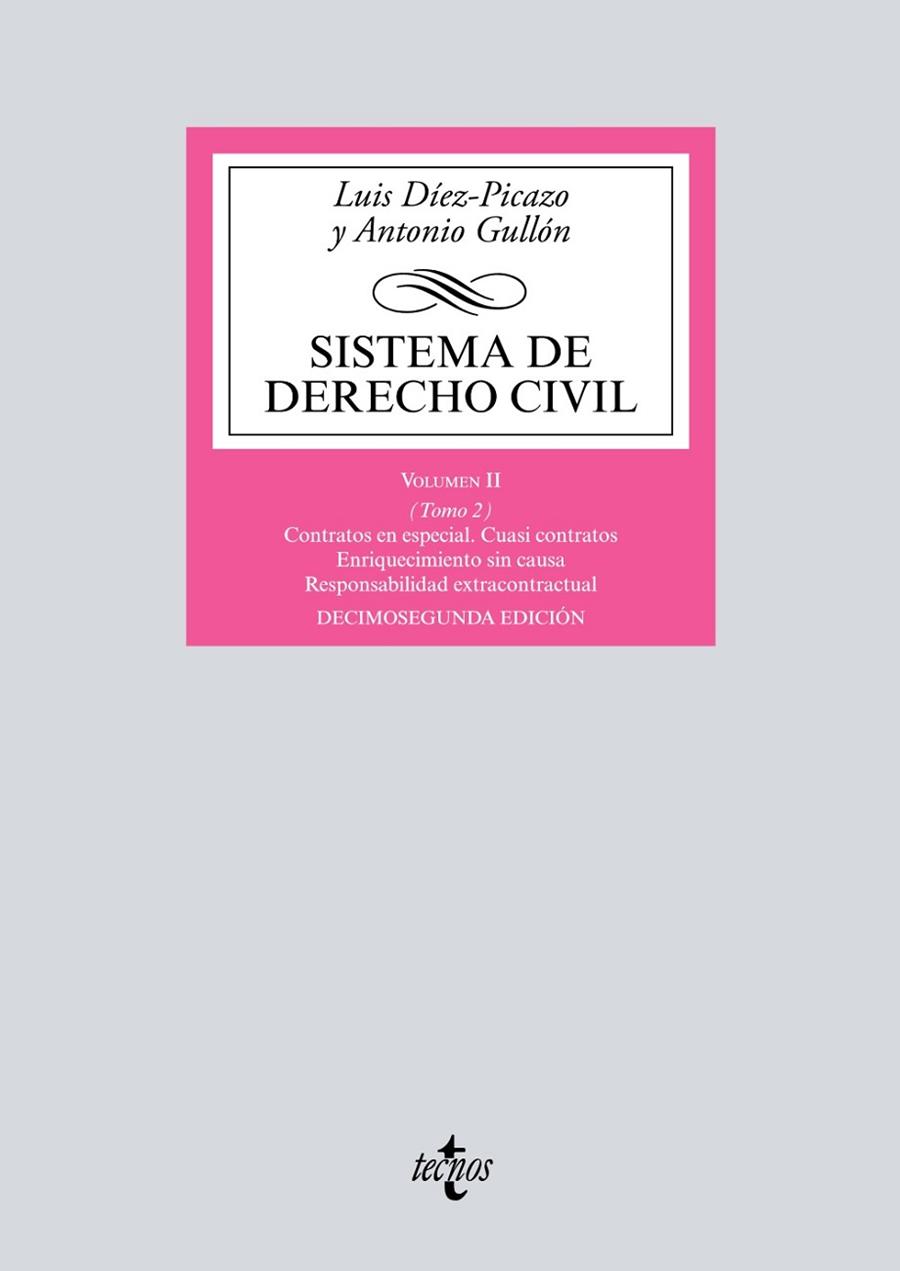 SISTEMA DE DERECHO CIVIL-2/2.CONTRATOS EN ESPECIAL(12ª EDICION 2018) | 9788430974641 | DÍEZ-PICAZO,LUIS/GULLÓN,ANTONIO | Libreria Geli - Librería Online de Girona - Comprar libros en catalán y castellano