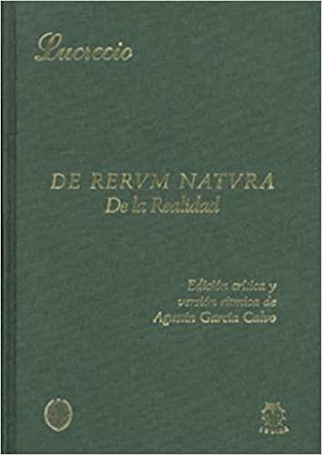 DE RERUM NATURA/DE LA REALIDAD | 9788485708468 | LUCRECIO | Libreria Geli - Librería Online de Girona - Comprar libros en catalán y castellano