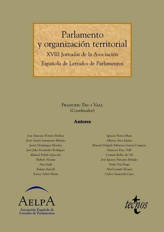 PARLAMENTO Y ORGANIZACIÓN TERRITORIAL | 9788430955206 | PAU I VALL,FRANCESC (COORD) | Libreria Geli - Librería Online de Girona - Comprar libros en catalán y castellano