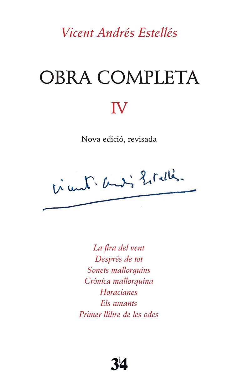 OBRA COMPLETA IV | 9788416789740 | ANDRÉS ESTELLÉS,VICENT | Libreria Geli - Librería Online de Girona - Comprar libros en catalán y castellano