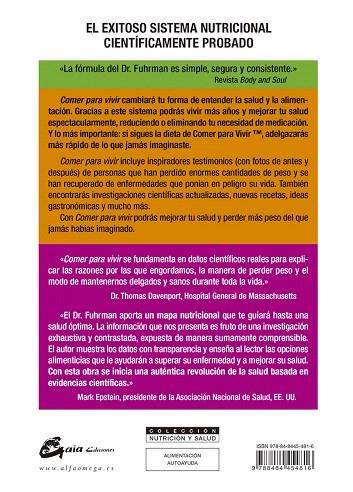 COMER PARA VIVIR.EL PRODIGIOSO PROGRAMA NUTRICIONAL PARA MEJORAR LA SALUD Y ADELGAZAR RAPIDA Y PERMANENTEMENTE | 9788484454816 | FUHRMAN,JOEL | Llibreria Geli - Llibreria Online de Girona - Comprar llibres en català i castellà