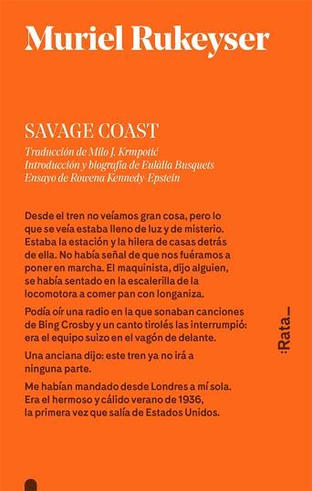 SAVAGE COAST(CASTELLANO) | 9788416738113 | RUKEYSER.MURIEL | Libreria Geli - Librería Online de Girona - Comprar libros en catalán y castellano