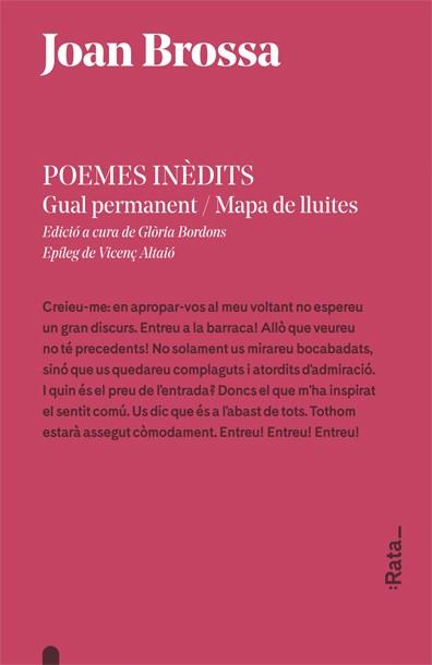 POEMES INÈDITS(GUAL PERMANENT/MAPA DE LLUITES) | 9788416738243 | BROSSA,JOAN | Libreria Geli - Librería Online de Girona - Comprar libros en catalán y castellano