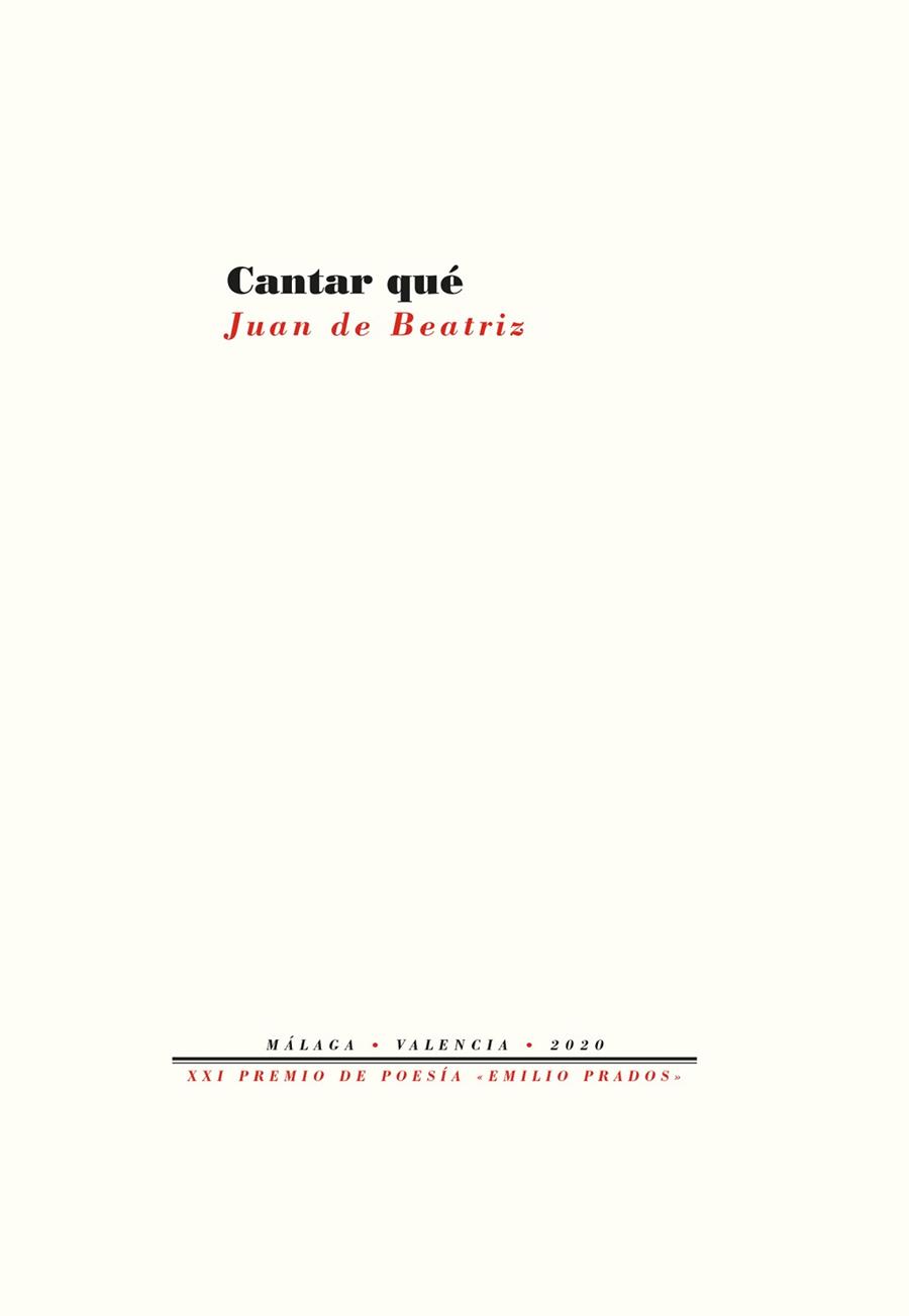 CANTAR QUÉ | 9788418178740 | DE BEATRIZ,JUAN | Llibreria Geli - Llibreria Online de Girona - Comprar llibres en català i castellà