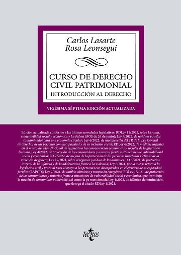 CURSO DE DERECHO CIVIL PATRIMONIAL(27ª EDICIÓN 2022) | 9788430985098 | LASARTE,CARLOS/LEONSEGUI GUILLOT, ROSA ADELA | Llibreria Geli - Llibreria Online de Girona - Comprar llibres en català i castellà