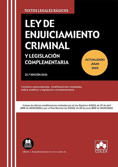 LEY DE ENJUICIAMIENTO CRIMINAL Y LEGISLACIÓN COMPLEMENTARIA(EDICIÓN 2023) | 9788411940269 |   | Llibreria Geli - Llibreria Online de Girona - Comprar llibres en català i castellà