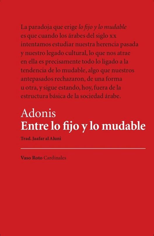 ENTRE LO FIJO Y LO MUDABLE | 9788412519747 | ADONIS | Llibreria Geli - Llibreria Online de Girona - Comprar llibres en català i castellà