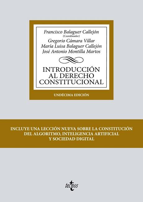 INTRODUCCIÓN AL DERECHO CONSTITUCIONAL(11ª EDICIÓN 2022) | 9788430985517 | BALAGUER CALLEJÓN,FRANCISCO/CÁMARA VILLAR,GREGORIO | Llibreria Geli - Llibreria Online de Girona - Comprar llibres en català i castellà