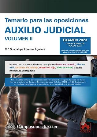 TEMARIO PARA LAS OPOSICIONES DE AUXILIO JUDICIAL 2023 (II) | 9788413596945 | LORENZO AGUILERA,MARÍA GUADALUPE | Llibreria Geli - Llibreria Online de Girona - Comprar llibres en català i castellà