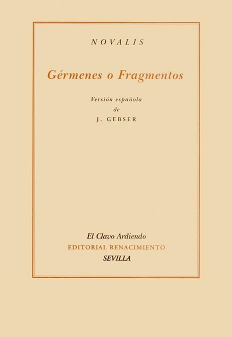 GERMENES O FRAGMENTOS | 9788484721628 | NOVALIS | Llibreria Geli - Llibreria Online de Girona - Comprar llibres en català i castellà