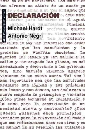 DECLARACIÓN | 9788446037262 | HARDT,MICHAEL/NEGRI,ANTONIO | Libreria Geli - Librería Online de Girona - Comprar libros en catalán y castellano