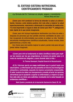 COMER PARA VIVIR.EL PRODIGIOSO PROGRAMA NUTRICIONAL PARA MEJORAR LA SALUD Y ADELGAZAR RAPIDA Y PERMANENTEMENTE | 9788484454816 | FUHRMAN,JOEL | Libreria Geli - Librería Online de Girona - Comprar libros en catalán y castellano