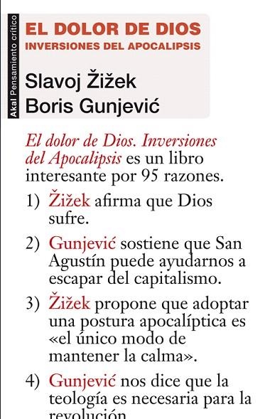 EL DOLOR DE DIOS.INVERSIONES DEL APOCALIPSIS | 9788446038641 | ZIZEK,SLAVOJ/GUNJEVIC,BORIS | Libreria Geli - Librería Online de Girona - Comprar libros en catalán y castellano