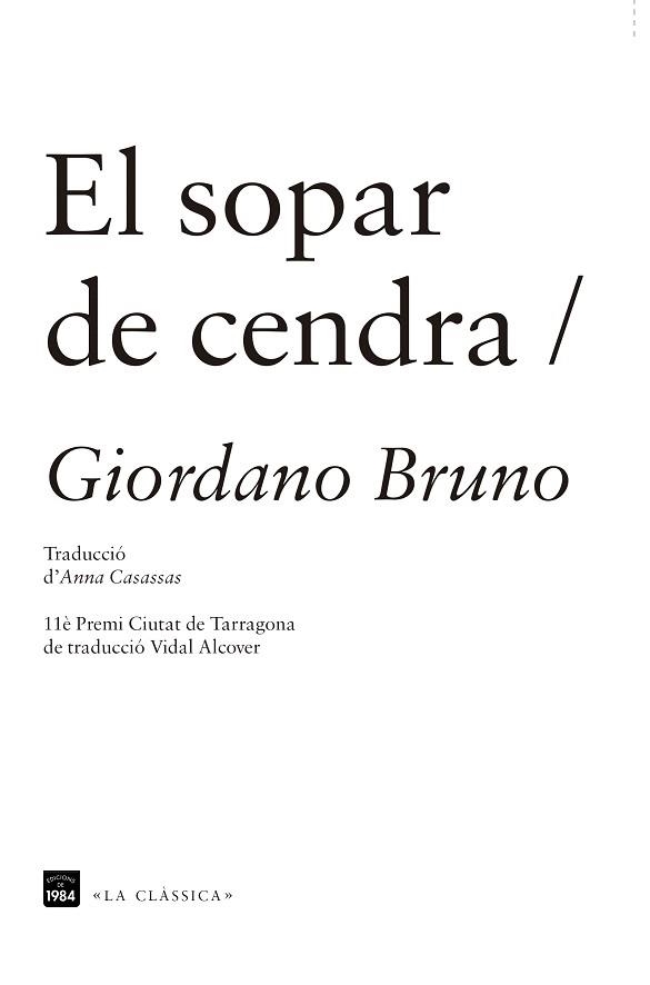 EL SOPAR DE CENDRA | 9788415835288 | BRUNO,GIORDANO | Libreria Geli - Librería Online de Girona - Comprar libros en catalán y castellano