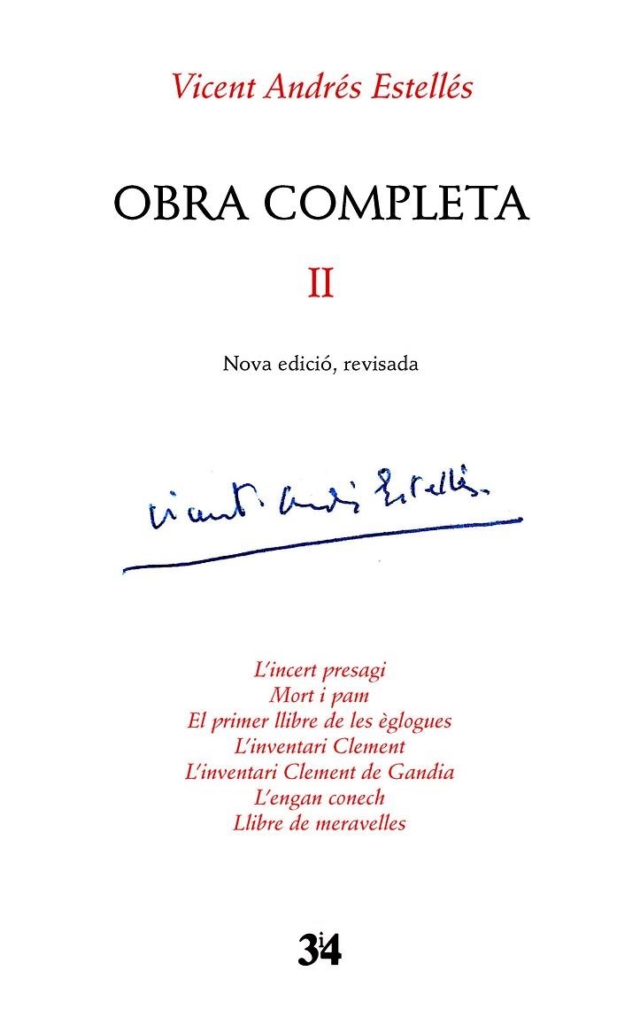 VICENT ANDRES ESTELLES(OBRA COMPLETA-2.NOVA I REVISADA) | 9788475029696 | ANDRES ESTELLES,VICENT | Llibreria Geli - Llibreria Online de Girona - Comprar llibres en català i castellà