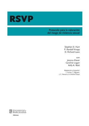 PROTOCOLO PARA LA VALORACION DE RIESGO DE VIOLENCIA SEXUAL    | 9788447539420 | HART,STEPHEN D | Llibreria Geli - Llibreria Online de Girona - Comprar llibres en català i castellà