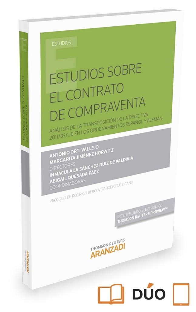 ESTUDIOS SOBRE EL CONTRATO DE COMPRAVENTA (PAPEL + E-BOOK) | 9788490988916 | JIMÉNEZ HORWITZ, MARGARITA/ORTI VALLEJO, ANTONIO/QUESADA PAZ, ABIGAIL/SÁNCHEZ RUIZ DE VALDIVIA, INMA | Libreria Geli - Librería Online de Girona - Comprar libros en catalán y castellano