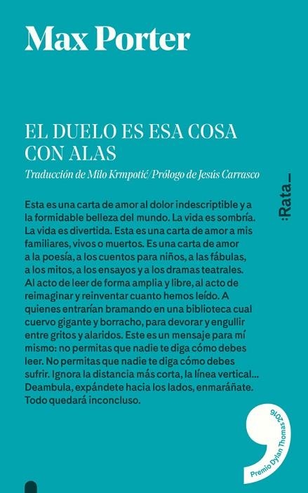 EL DUELO ES ESA COSA CON ALAS | 9788494489150 | PORTER,MAX | Libreria Geli - Librería Online de Girona - Comprar libros en catalán y castellano