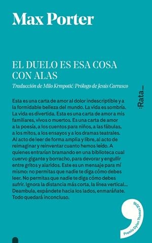 EL DUELO ES ESA COSA CON ALAS | 9788494489150 | PORTER,MAX | Llibreria Geli - Llibreria Online de Girona - Comprar llibres en català i castellà