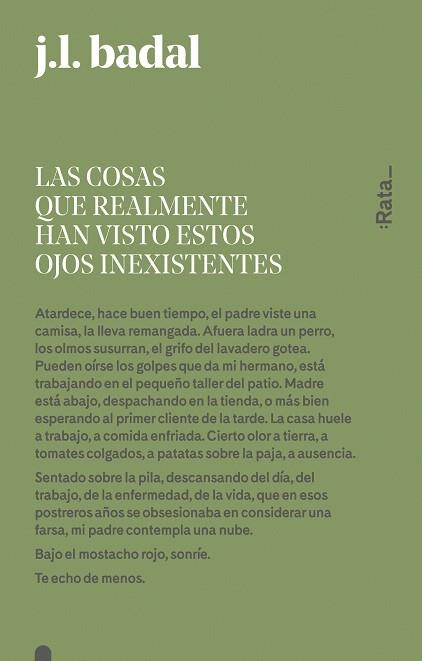 LAS COSAS QUE REALMENTE HAN VISTO ESTOS OJOS INEXISTENTES | 9788416738151 | BADAL,JOSEP LLUÍS | Libreria Geli - Librería Online de Girona - Comprar libros en catalán y castellano