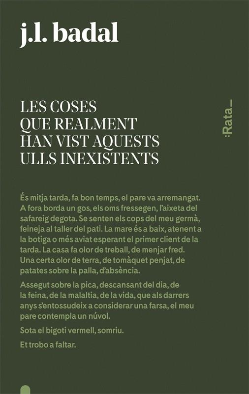 LES COSES QUE REALMENT HAN VIST AQUESTS ULLS INEXISTENTS | 9788416738144 | BADAL,JOSEP LLUÍS | Libreria Geli - Librería Online de Girona - Comprar libros en catalán y castellano