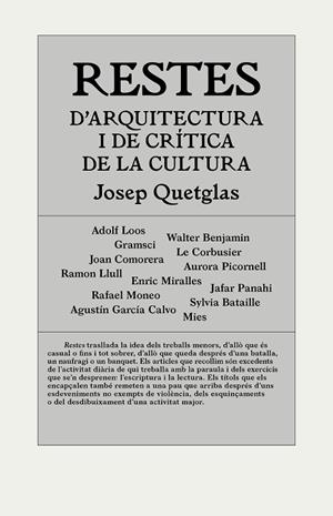 RESTES D'ARQUITECTURA I DE CRíTICA DE LA CULTURA | 9788494717420 | QUETGLAS,JOSEP | Libreria Geli - Librería Online de Girona - Comprar libros en catalán y castellano