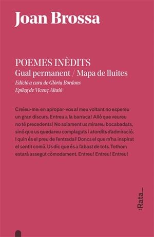 POEMES INÈDITS(GUAL PERMANENT/MAPA DE LLUITES) | 9788416738243 | BROSSA,JOAN | Llibreria Geli - Llibreria Online de Girona - Comprar llibres en català i castellà