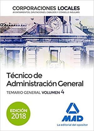 TECNICO DE ADMINISTRACION GENERAL DE CORPORACIONES LOCALES(TEMARIO-4.EDICION 2018) | 9788414218464 | Libreria Geli - Librería Online de Girona - Comprar libros en catalán y castellano