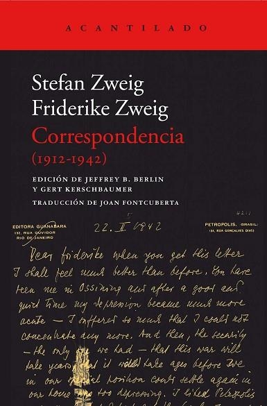 CORRESPONDENCIA(1912-1942) | 9788416748181 | ZWEIG,STEFAN/ZWEIG,FRIEDERICKE | Libreria Geli - Librería Online de Girona - Comprar libros en catalán y castellano