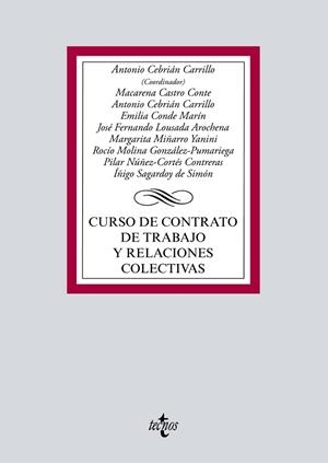 CURSO DE CONTRATO DE TRABAJO Y RELACIONES COLECTIVAS | 9788430976034 | CEBRIÁN CARRILLO,ANTONIO/CASTRO CONTE,MACARENA/CONDE MARÍN,EMILIA/MIÑARRO YANINI,MARGARITA/MOLIN | Libreria Geli - Librería Online de Girona - Comprar libros en catalán y castellano