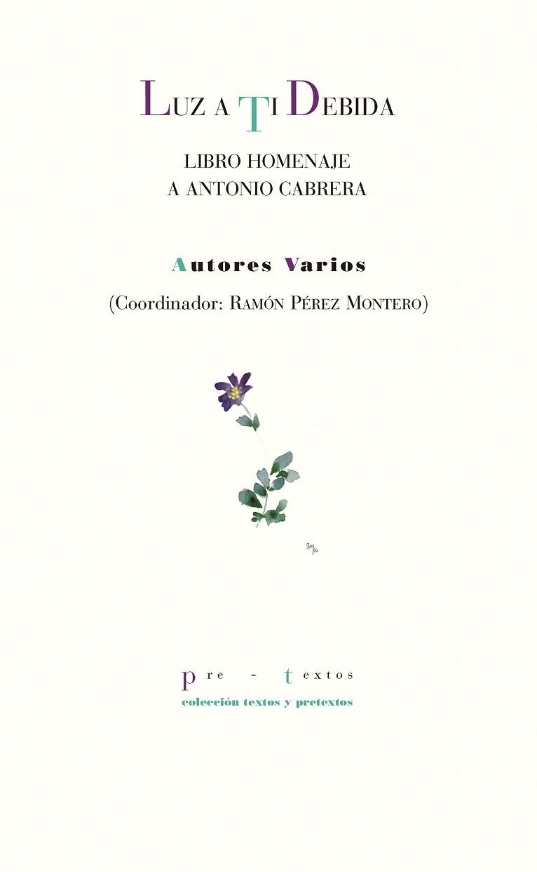 LUZ A TI DEBIDA.LIBRO HOMENAJE A ANTONIO CABRERA | 9788417143831 | A.A.D.D. | Llibreria Geli - Llibreria Online de Girona - Comprar llibres en català i castellà