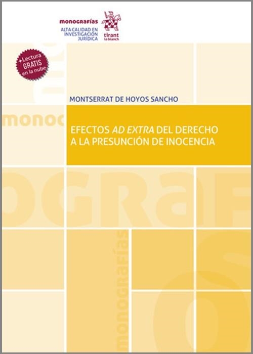 EFECTOS AD EXTRA DEL DERECHO A LA PRESUNCIÓN DE INOCENCIA | 9788413556215 | HOYOS SANCHO,MONTSERRAT DE | Llibreria Geli - Llibreria Online de Girona - Comprar llibres en català i castellà
