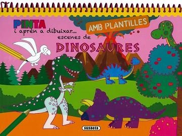 PINTA I APRÈN A DIBUIXAR ESCENES DE DINOSAURES AMB PLANTILLES | 9788467770834 | Llibreria Geli - Llibreria Online de Girona - Comprar llibres en català i castellà