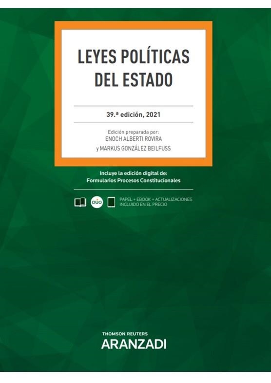 LEYES POLÍTICAS DEL ESTADO(39ª EDICIÓN.PAPEL + E-BOOK) | 9788413905716 | Libreria Geli - Librería Online de Girona - Comprar libros en catalán y castellano