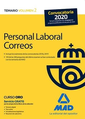 PERSONAL LABORAL DE CORREOS Y TELÉGRAFOS(TEMARIO-2.EDICIÓN 2020) | 9788414239414 | GUILLÉN GIL,LUIS IGNACIO/GUILLÉN DÍAZ,LOURDES ALEJANDRA | Libreria Geli - Librería Online de Girona - Comprar libros en catalán y castellano