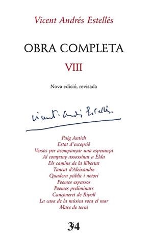 OBRA COMPLETA VIII.VICENT ANDRÉS ESTELLÉS(NOVA EDICIÓ REVISADA) | 9788417469429 | ANDRÉS ESTELLÉS,VICENT | Libreria Geli - Librería Online de Girona - Comprar libros en catalán y castellano