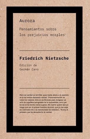 AURORA.PENSAMIENTOS SOBRE LOS PREJUICIOS MORALES | 9788418546594 | NIETZSCHE,FRIEDRICH | Llibreria Geli - Llibreria Online de Girona - Comprar llibres en català i castellà