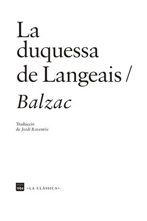 LA DUQUESSA DE LANGEAIS | 9788418858161 | BALZAC,HONORÉ DE | Llibreria Geli - Llibreria Online de Girona - Comprar llibres en català i castellà