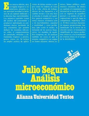 ANALISIS MICROECONOMICO(3ºEDICIO) | 9788420681047 | SEGURA,JULIO | Libreria Geli - Librería Online de Girona - Comprar libros en catalán y castellano