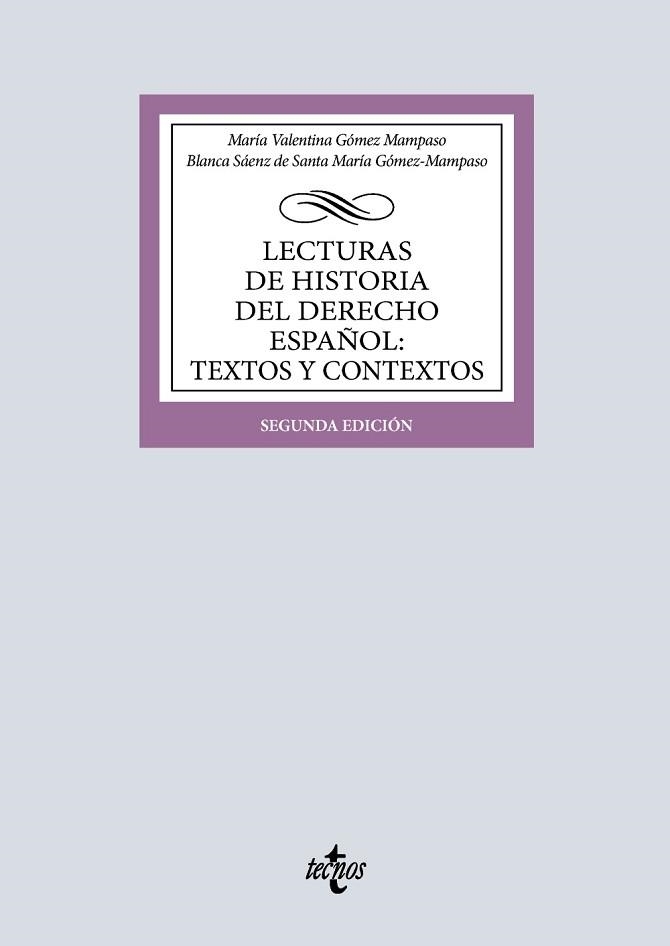 LECTURAS DE HISTORIA DEL DERECHO ESPAÑOL.TEXTOS Y CONTEXTOS(2ª EDICIÓN 2025) | 9788430993666 | GÓMEZ MAMPASO, MARÍA VALENTINA | Libreria Geli - Librería Online de Girona - Comprar libros en catalán y castellano